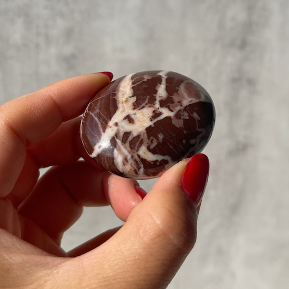 ラテアートのような【チョコレートジャスパー】パームストーン 握り石 鉱物 天然石 4枚目の画像