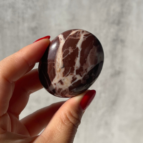 ラテアートのような【チョコレートジャスパー】パームストーン 握り石 鉱物 天然石 3枚目の画像