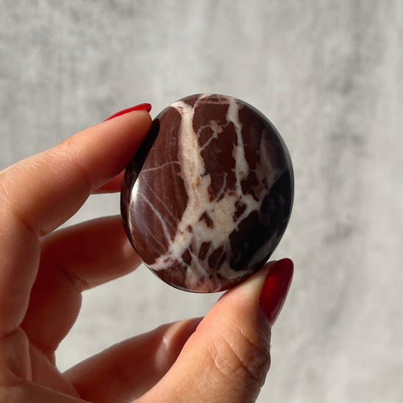 ラテアートのような【チョコレートジャスパー】パームストーン 握り石 鉱物 天然石 1枚目の画像