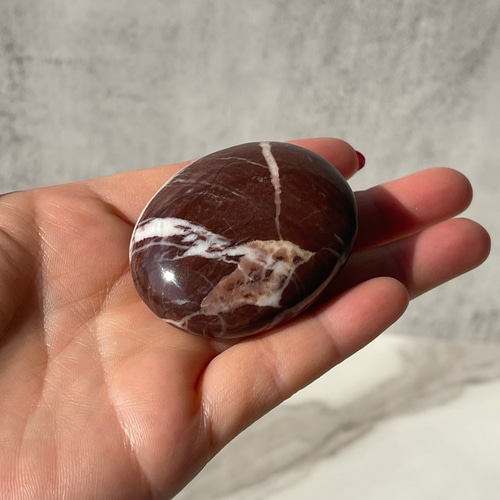 ラテアートのような【チョコレートジャスパー】パームストーン 握り石