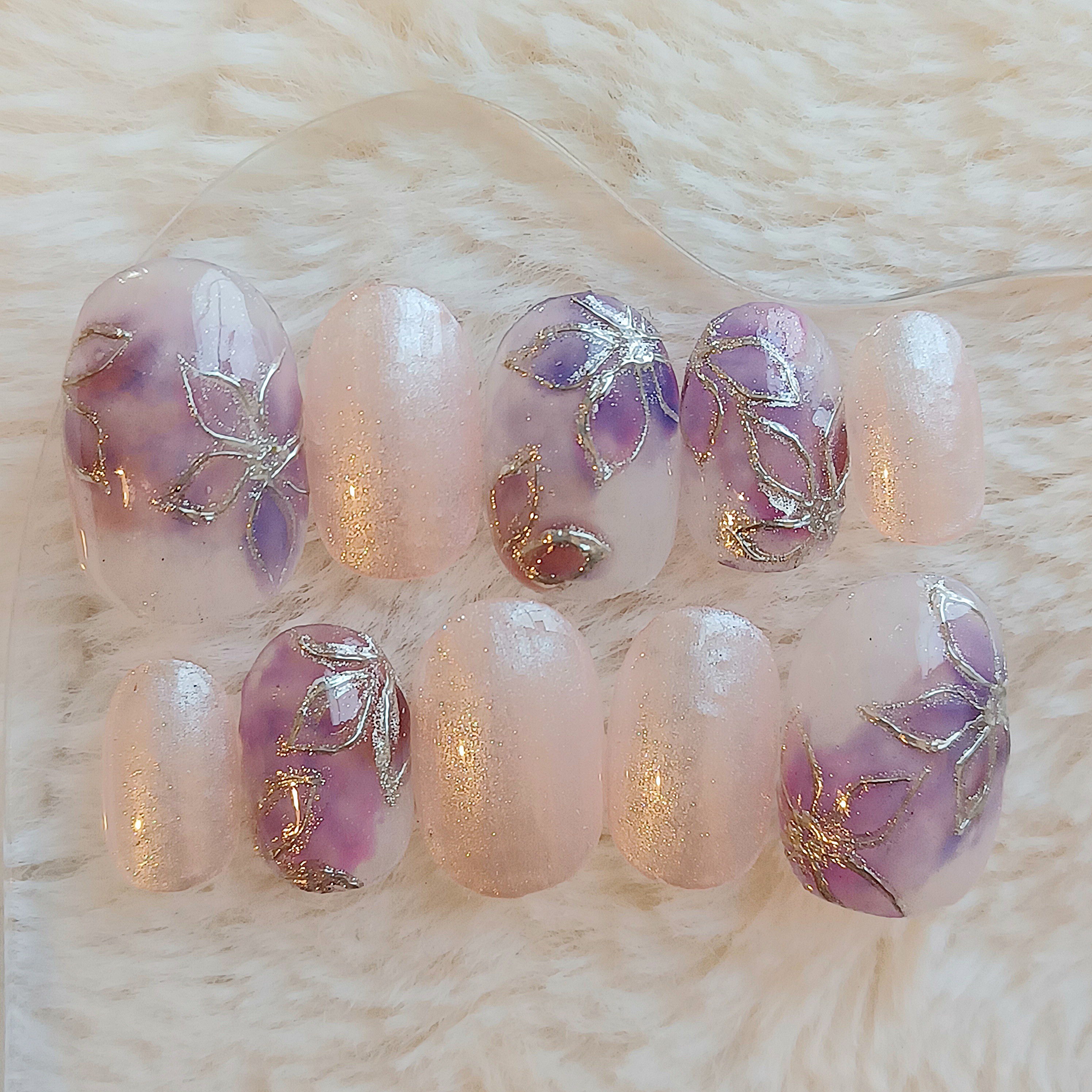 受注製作】 ニュアンスフラワー ネイルチップ No.143 ネイルチップ  