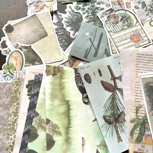 引退品　大容量コラージュ　クラフト素材 浪漫人間シリーズ レトロ コラージュ素材バック 4種160枚 A301