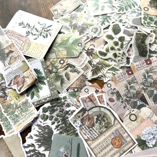 【断捨離中】コラージュ素材詰め合わせ♡♡ コラージュ素材たっぷり200ピース！詰め合わせBOX(アライグマの