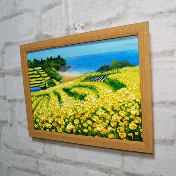 油絵 油彩 油彩画 絵 絵画 【菜の花フェスタ】 入選 油彩 ドリーム賞 平成26年 菜の花フェスタ 技法 　油絵 油絵の具 ホルベイン アクリル絵の具 リキテックス 297×210mm フレーム付き 壁掛け可能 色紙 平成27年 平成28年 平成29年