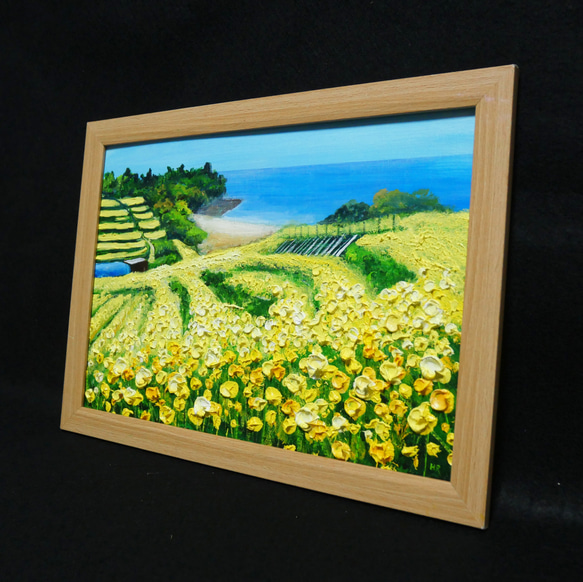 油絵 油彩 油彩画 絵 絵画 【菜の花フェスタ】 入選 油彩 ドリーム賞 平成26年 菜の花フェスタ 技法 　油絵 油絵の具 ホルベイン アクリル絵の具 リキテックス 297×210mm フレーム付き 壁掛け可能 色紙 平成27年 平成28年 平成29年