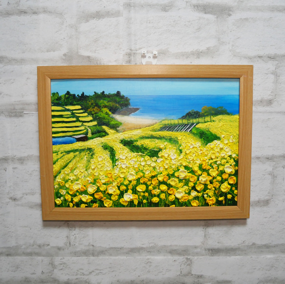 油絵 油彩 油彩画 絵 絵画 【菜の花フェスタ】 入選 油彩 ドリーム賞 平成26年 菜の花フェスタ 技法 　油絵 油絵の具 ホルベイン アクリル絵の具 リキテックス 297×210mm フレーム付き 壁掛け可能 色紙 平成27年 平成28年 平成29年