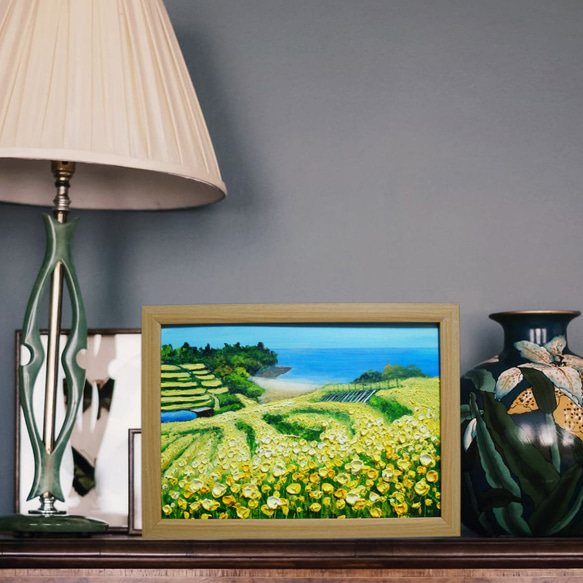 油絵 油彩 油彩画 絵 絵画 【菜の花フェスタ】 入選 油彩 ドリーム賞 平成26年 菜の花フェスタ 技法 　油絵 油絵の具 ホルベイン アクリル絵の具 リキテックス 297×210mm フレーム付き 壁掛け可能 色紙 平成27年 平成28年 平成29年