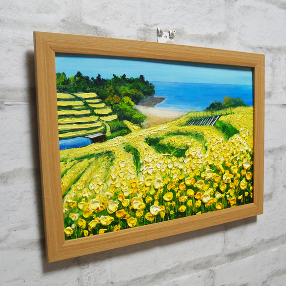 油絵 油彩 油彩画 絵 絵画 【菜の花フェスタ】 入選 油彩 ドリーム賞 平成26年 菜の花フェスタ 技法 　油絵 油絵の具 ホルベイン アクリル絵の具 リキテックス 297×210mm フレーム付き 壁掛け可能 色紙 平成27年 平成28年 平成29年