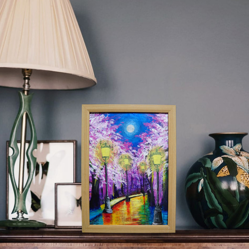 油絵 油彩 油彩画 絵 絵画 【桜のライトアップ】 絵画 HR 通販 油絵 油彩 油彩画 絵 絵画 【桜のライトアップ】 絵画 HR 通販