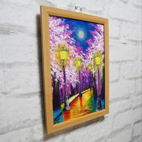【2025春夏新色】 油絵 油彩 通販 HR 絵画 【桜のライトアップ】 絵画 絵 油彩画 絵画