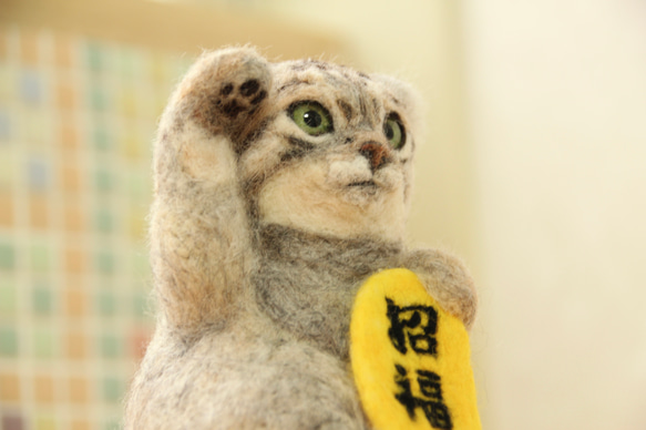 ⁑羊毛フェルト⁑招きマヌル猫 5枚目の画像