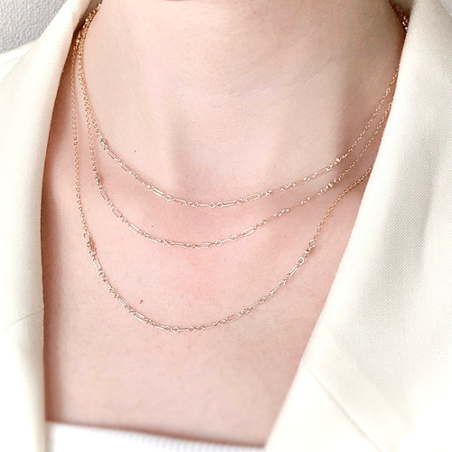 ROW. jewelry ゴールド チェーンネックレス スキンジュエリー 14kgf》長さが選べる/ミックスチェーン 華奢 ネックレス/金属