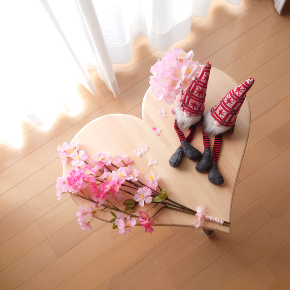 ハート型 折りたたみ脚 ミニ テーブル 可愛い かわいい 木工 家具 木