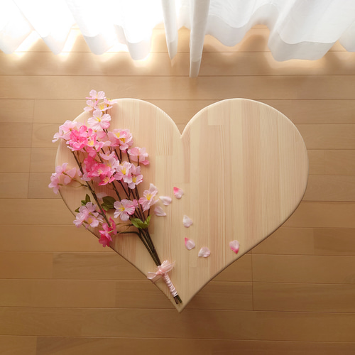 ハート型 折りたたみ脚 ミニ テーブル 可愛い かわいい 木工