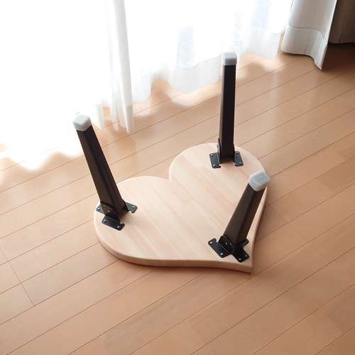 ハート型 折りたたみ脚 ミニ テーブル 可愛い かわいい 木工