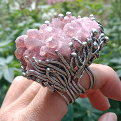 鈷方解石原礦手工銀戒純銀戒指 ~「櫻」~  Cobaltocalcite Mineral Silver Ring 第14張的照片