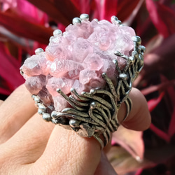 鈷方解石原礦手工銀戒純銀戒指 ~「櫻」~  Cobaltocalcite Mineral Silver Ring 第20張的照片