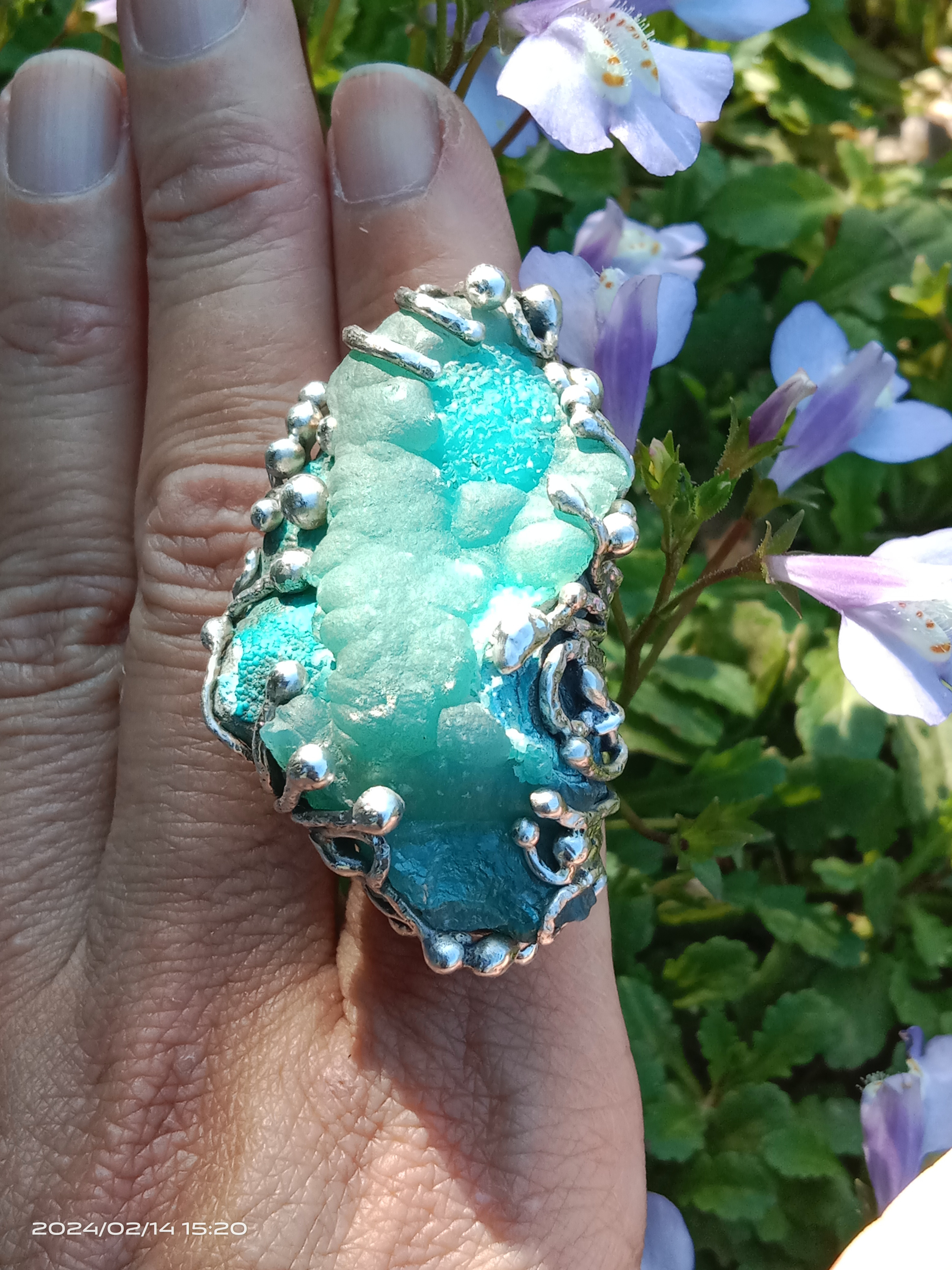 スミソナイト ミネラル シルバー リング ～「湖」～ スミソナイト ミネラル シルバー リング