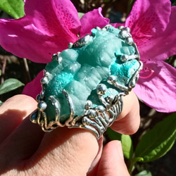 菱鋅礦原礦手工銀戒純銀戒指 ~「Lake」~  Smithsonite Mineral Silver Ring 第15張的照片