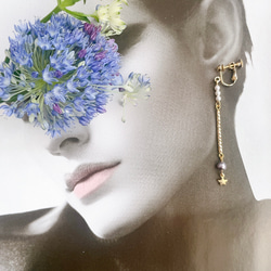 春色ペールカラー♪スターダストリーフのセミロングイヤリング -lavender- 4枚目の画像