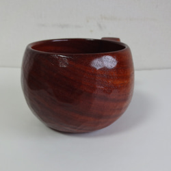 　赤い花梨の一木彫りコーヒーカップ. 5枚目の画像