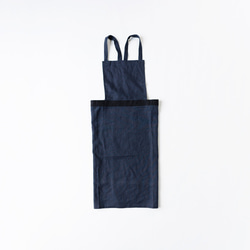 ML14 CANVAS APRON かぶるリネンのメンズエプロン C#02 ネイビー×ブラック 1枚目の画像