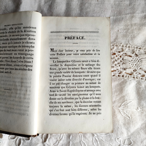 アンティークミニ本】Introduction à la vie dévote ブラウン革箔押し
