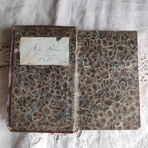 アンティークミニ本】Introduction à la vie dévote ブラウン革箔押し