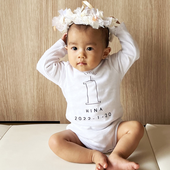 ＼人気No.1／ハーフバースデーの親子Tシャツセット outline/momdad＆数字 長袖 10枚目の画像