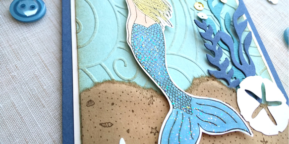 ＜再販＞人魚姫のバースディカード（ブルー） 5枚目の画像