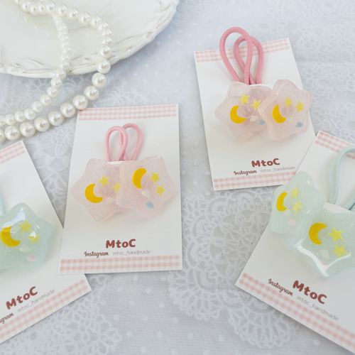レジン お星様 キラキラ 夜空ヘアゴム キッズ 】子供 ヘアアクセサリー