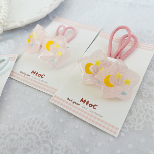 レジン お星様 キラキラ 夜空ヘアゴム キッズ 】子供 ヘアアクセサリー