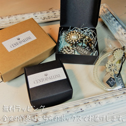ガラスパールモチーフのネックレス、ハンドメイドガラスパール円盤 ショートネックレス、3連パールネックレス 13枚目の画像