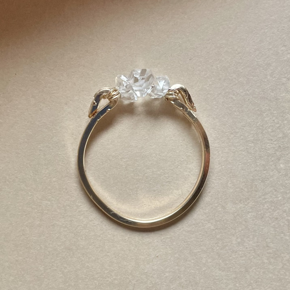 ハーキマーダイヤモンド　14kgf　水晶　原石　リング　指輪　 4枚目の画像