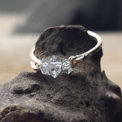 ハーキマーダイヤモンド　14kgf　水晶　原石　リング　指輪　 1枚目の画像