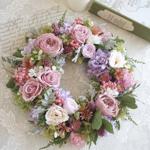 モーブピンクリース ～プリザーブドフラワーリース～ リース atelier