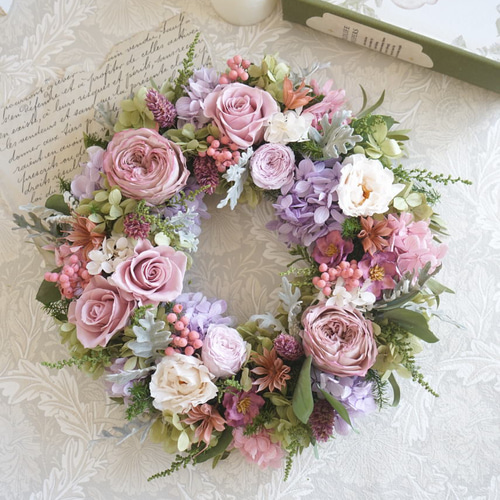 モーブピンクリース ～プリザーブドフラワーリース～ リース atelier