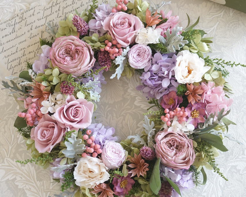 モーブピンクリース ～プリザーブドフラワーリース～ リース atelier