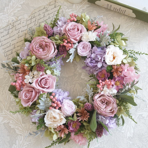 モーブピンクリース ～プリザーブドフラワーリース～ リース atelier