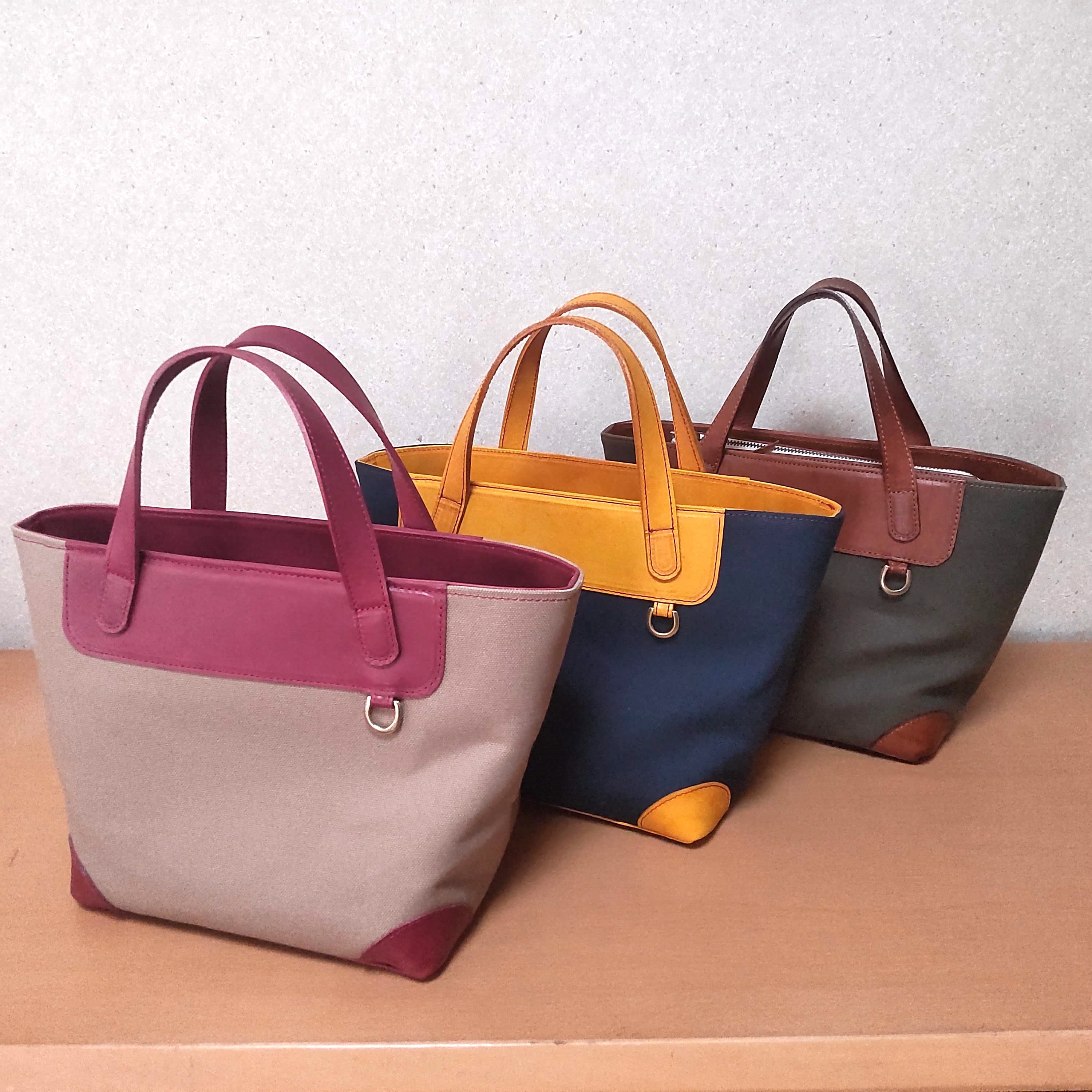 【オーダーメイド】色の組み合わせ自由　革と帆布のオリジナル　ミニトートバッグ