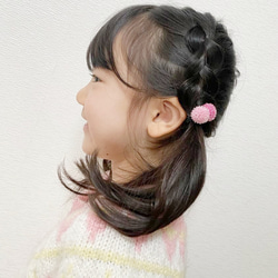 1歳からのキッズヘアゴム　『キラまるヘアゴム』　ピンク　2個セット　親子お揃い　ベビーヘアゴム 2枚目の画像