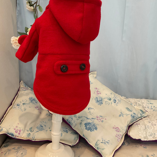 クリスマスセール20％off 犬服コート 赤いダッフルコート Sサイズ