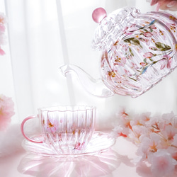 桜が舞う〜耐熱ガラスのティーセット〜 1枚目の画像