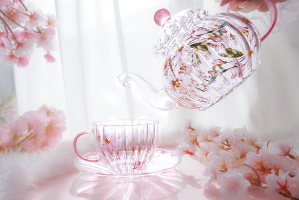 桜が舞う〜耐熱ガラスのティーセット〜 ポット・急須 桜が舞う〜耐熱ガラスのティーセット〜 ポット・急須