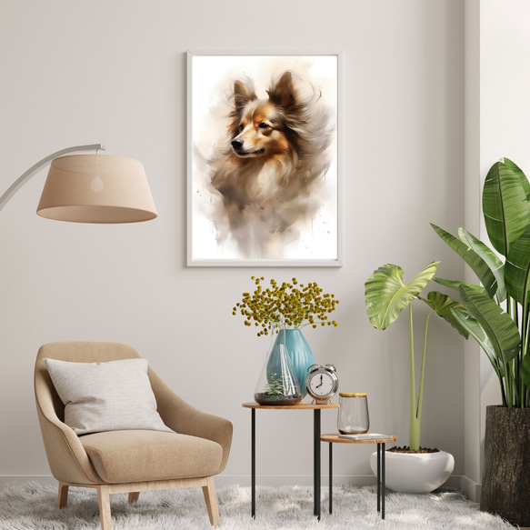 【KENSHIN (犬神) - パピヨン犬 No.1】風水画 アートポスター 犬の絵 犬の絵画 7枚目の画像