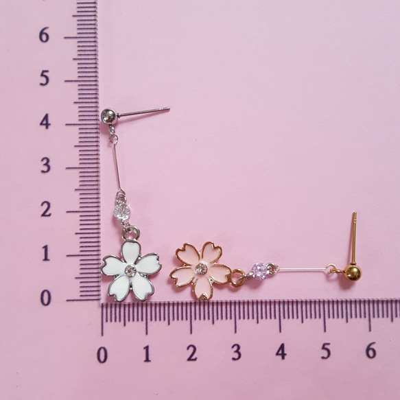 [2pcs] サージカルステンレス ポスト 桜 ピアス ジルコニア 金属アレルギー対応 3枚目の画像