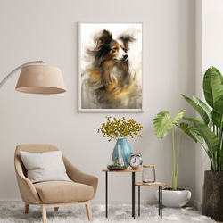 【KENSHIN (犬神) - パピヨン犬 No.3】風水画 アートポスター 犬の絵 犬の絵画 7枚目の画像