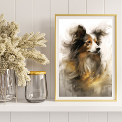 【KENSHIN (犬神) - パピヨン犬 No.3】風水画 アートポスター 犬の絵 犬の絵画 8枚目の画像