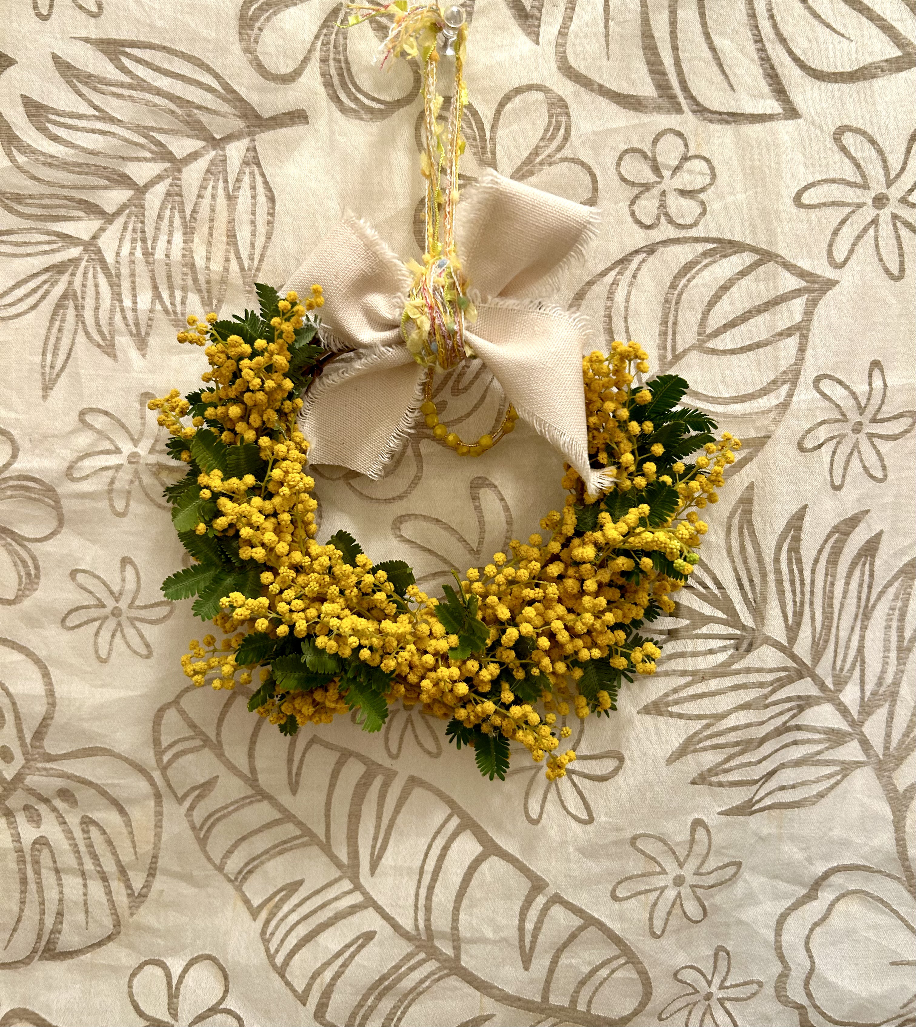 «467»◤完売致しました。ありがとうございます◢春リース*アカシアミモザ*リース*生花*フレッシュ*プレゼント*母の日