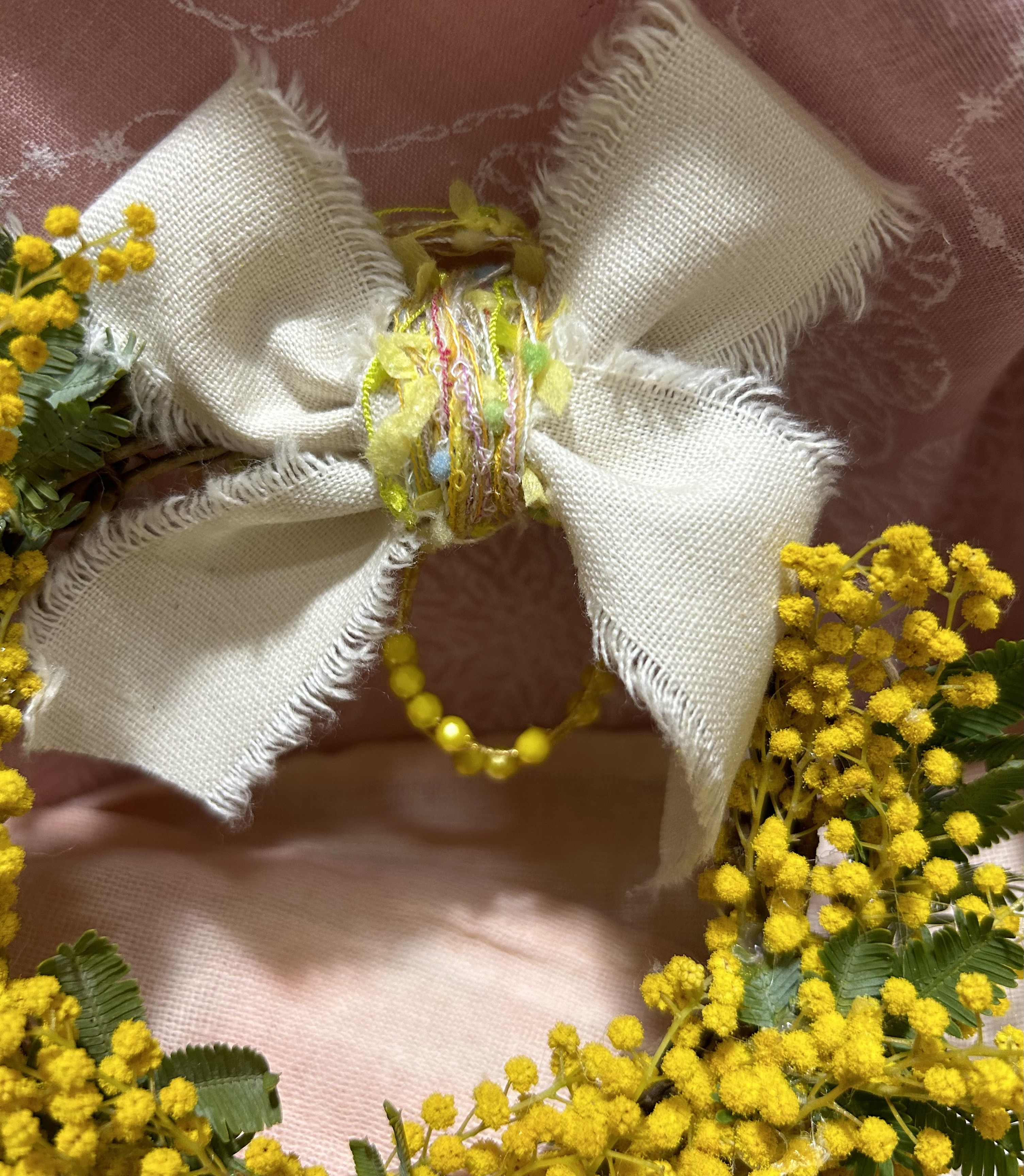 «467»◤完売致しました。ありがとうございます◢春リース*アカシアミモザ*リース*生花*フレッシュ*プレゼント*母の日